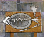 Stillleben mit Fisch, �l auf Leinwand, 1960