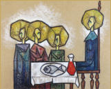 Sacral Scene, wax crayon on cardboard, cca 1968