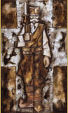 Serbian Peasant-Warrior, relief on wood, mixed technique, cca 1978