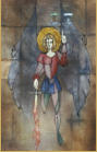 Archangel Michael, gouache on watercolor paper, cca 1976 